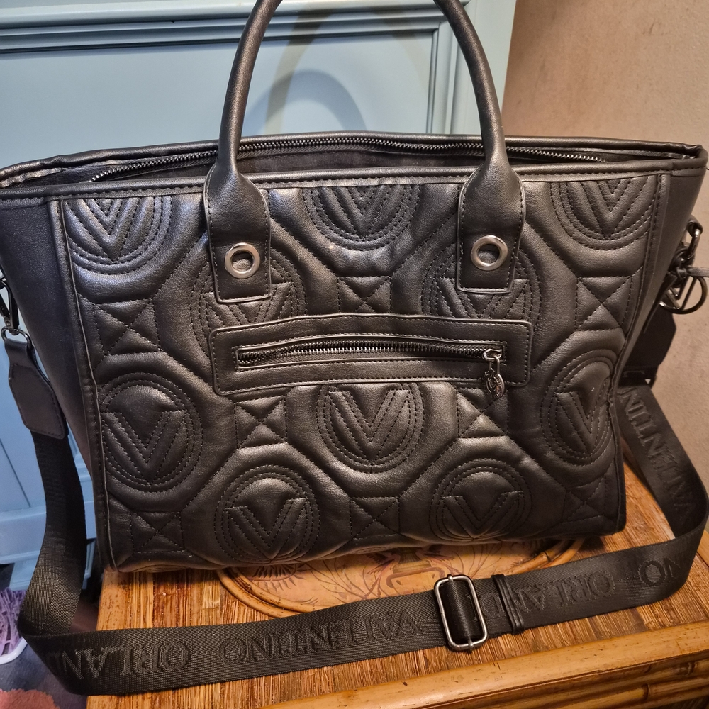 Valentino Black Quilted Messenger Bag